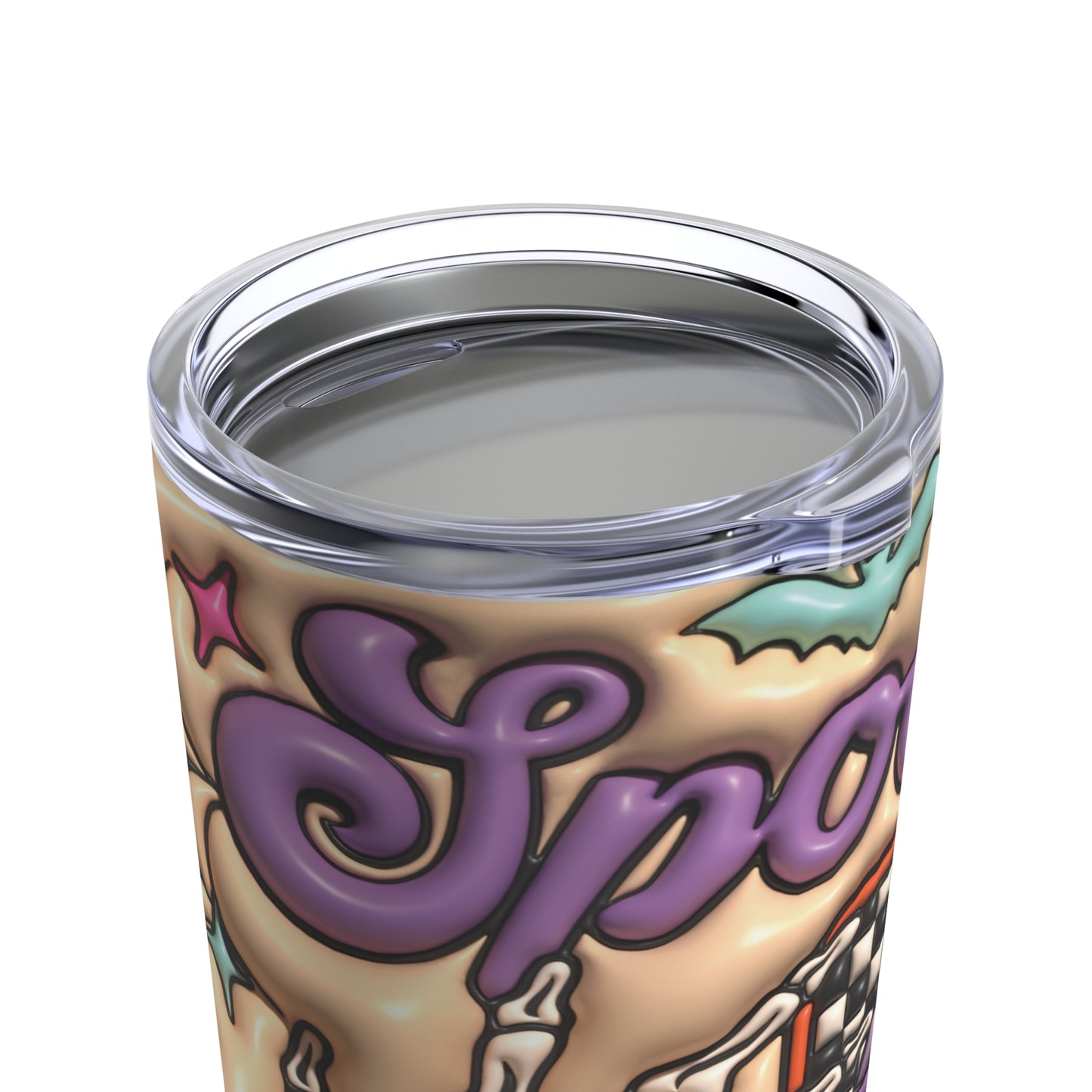 Spooky Turn On Light Switch With Bone Hand 3-D Puffy Halloween Tumbler 20oz