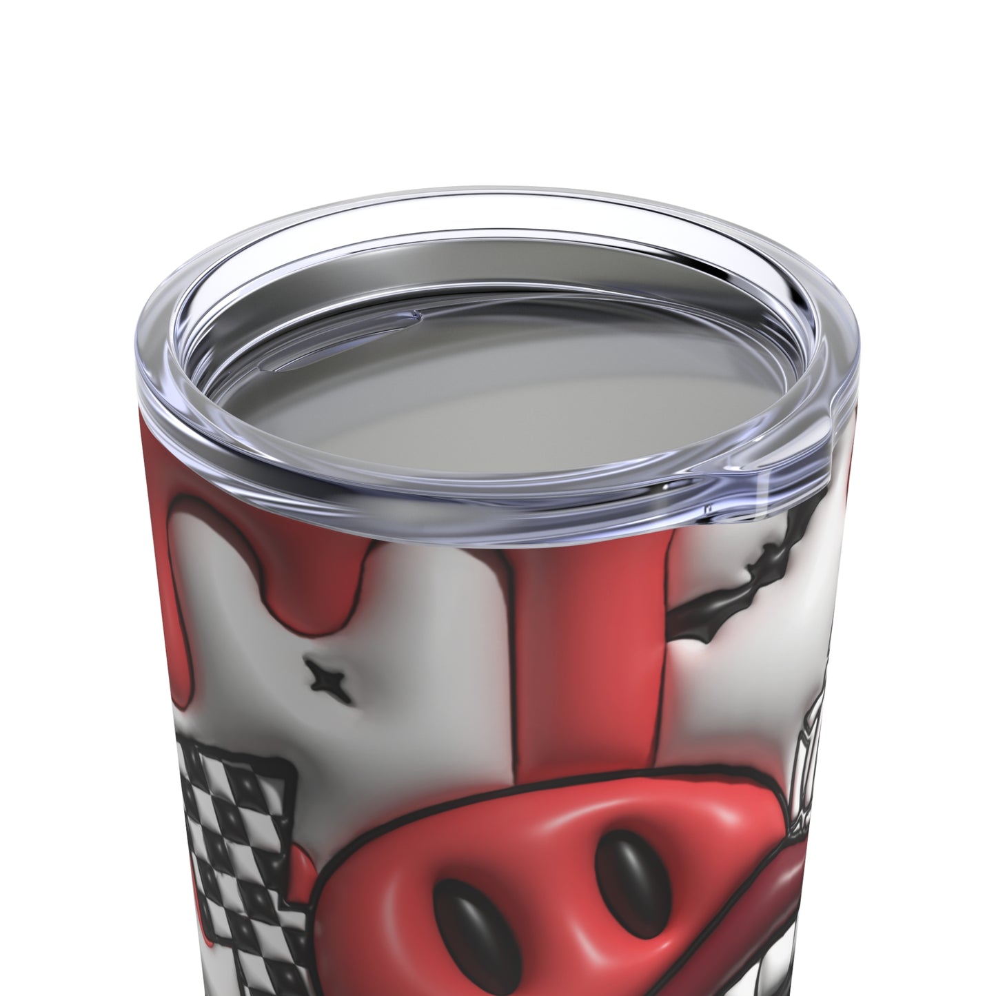 Red And Black Hot Red Lips With Fangs, Graveyard, Bats 3-D Puffy Halloween Tumbler 20oz