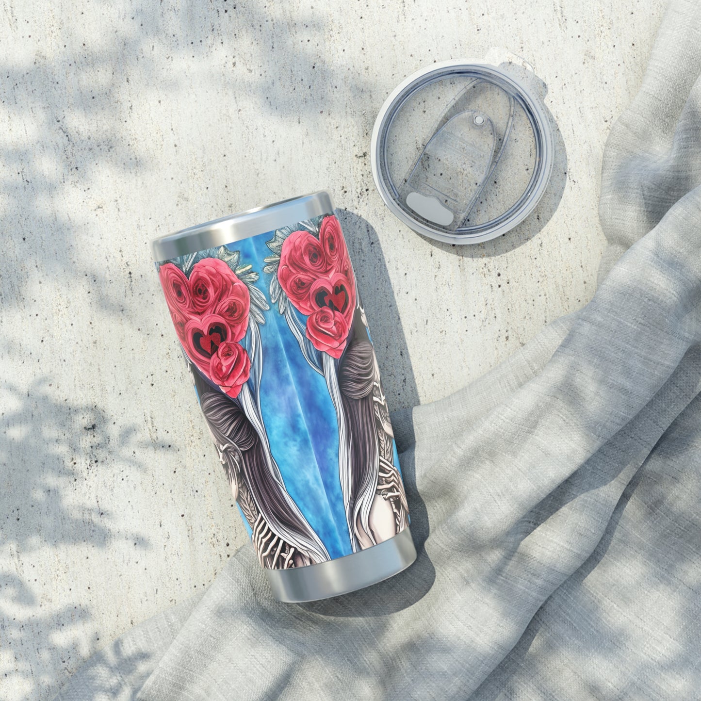 Love Shows No Time Boundaries Skulls, Loewenkind Creations Vagabond 20oz Tumbler