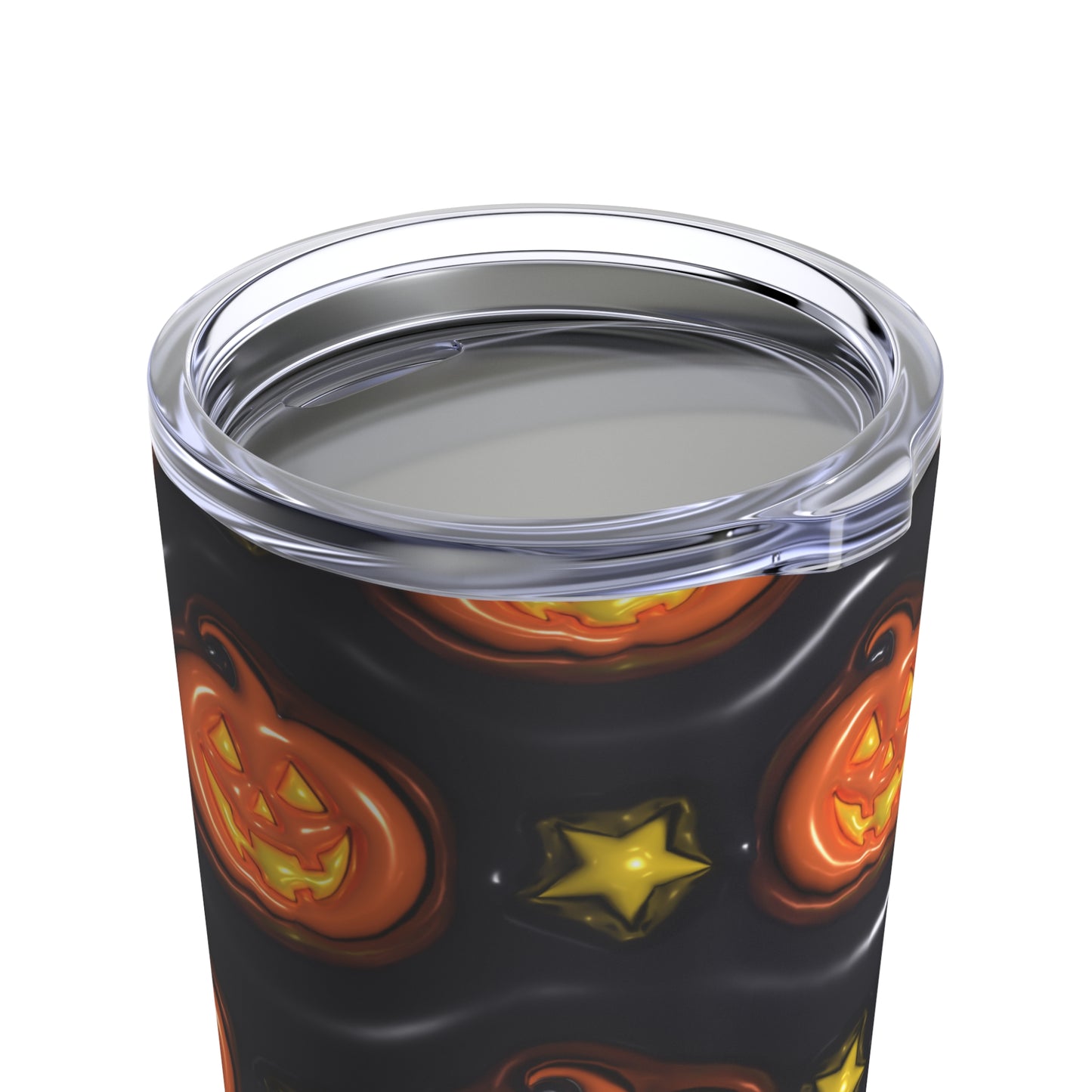 Orange Halloween Pumpkins With Yellow Stars With Black Background 3-D Puffy Halloween by Mulew Art Tumbler 20oz