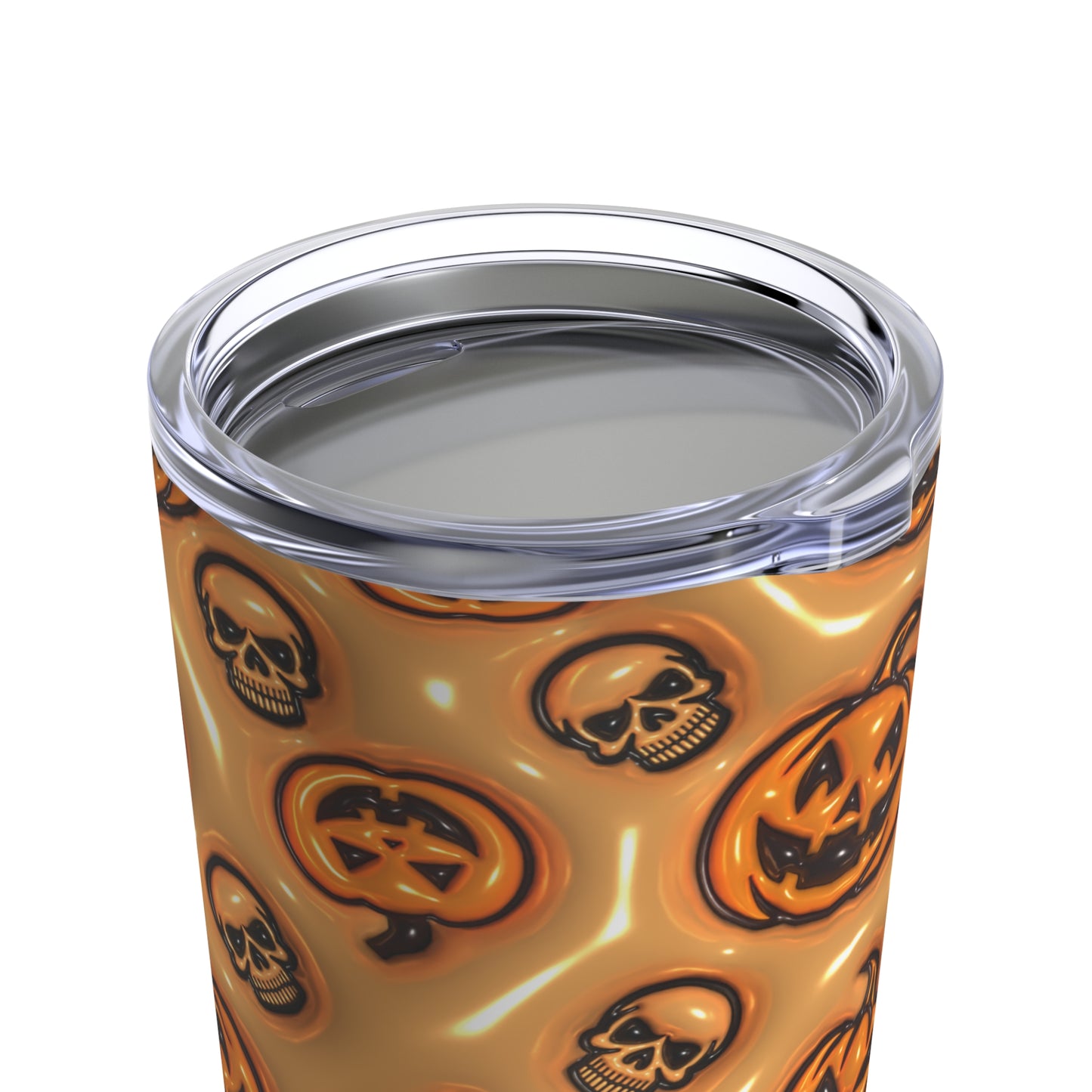 Orange Pumpkins With Skulls With Orange Background 3-D Puffy Halloween by Mulew Art Tumbler 20oz