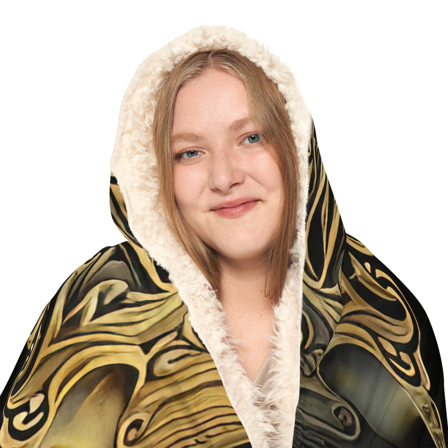 Bronze /Brass Style Skull With Detailed Black Background Snuggle Blanket