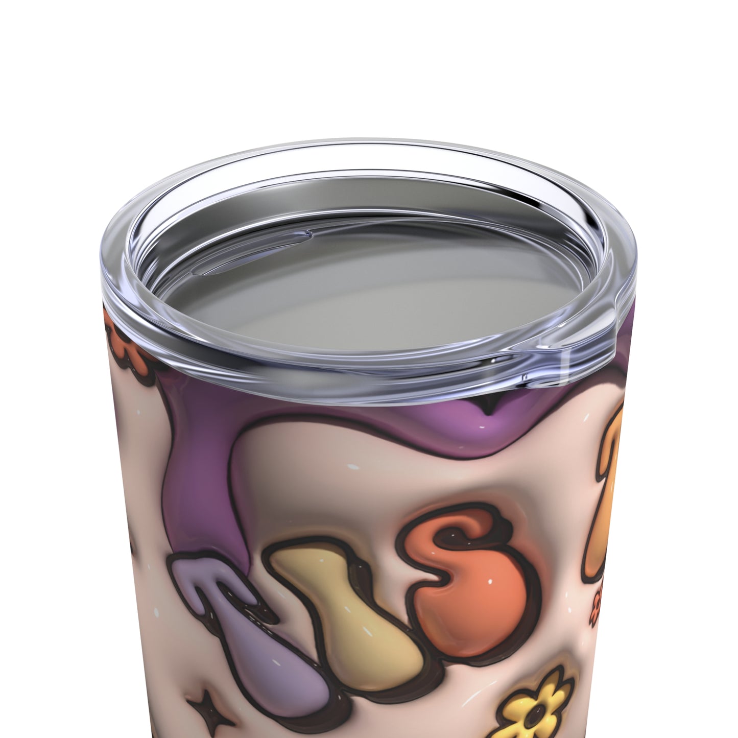 Tis The Season Purple-Orange -Yellow 3-D Puffy Halloween Tumbler 20oz