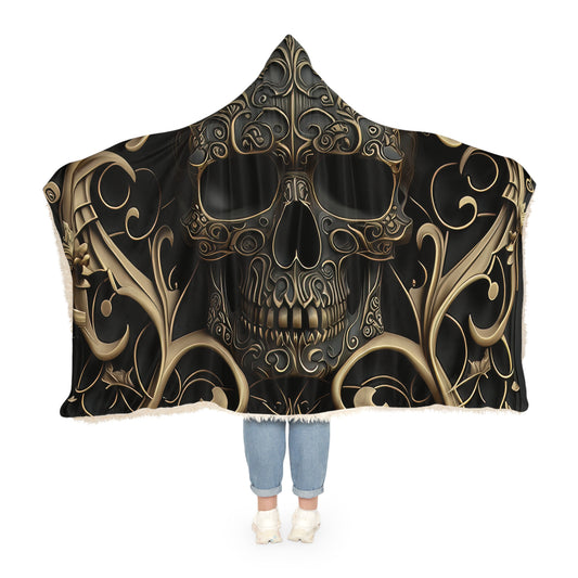 Bronze Style Metal Background Black Gun Metal Style Skull Person Snuggle Blanket