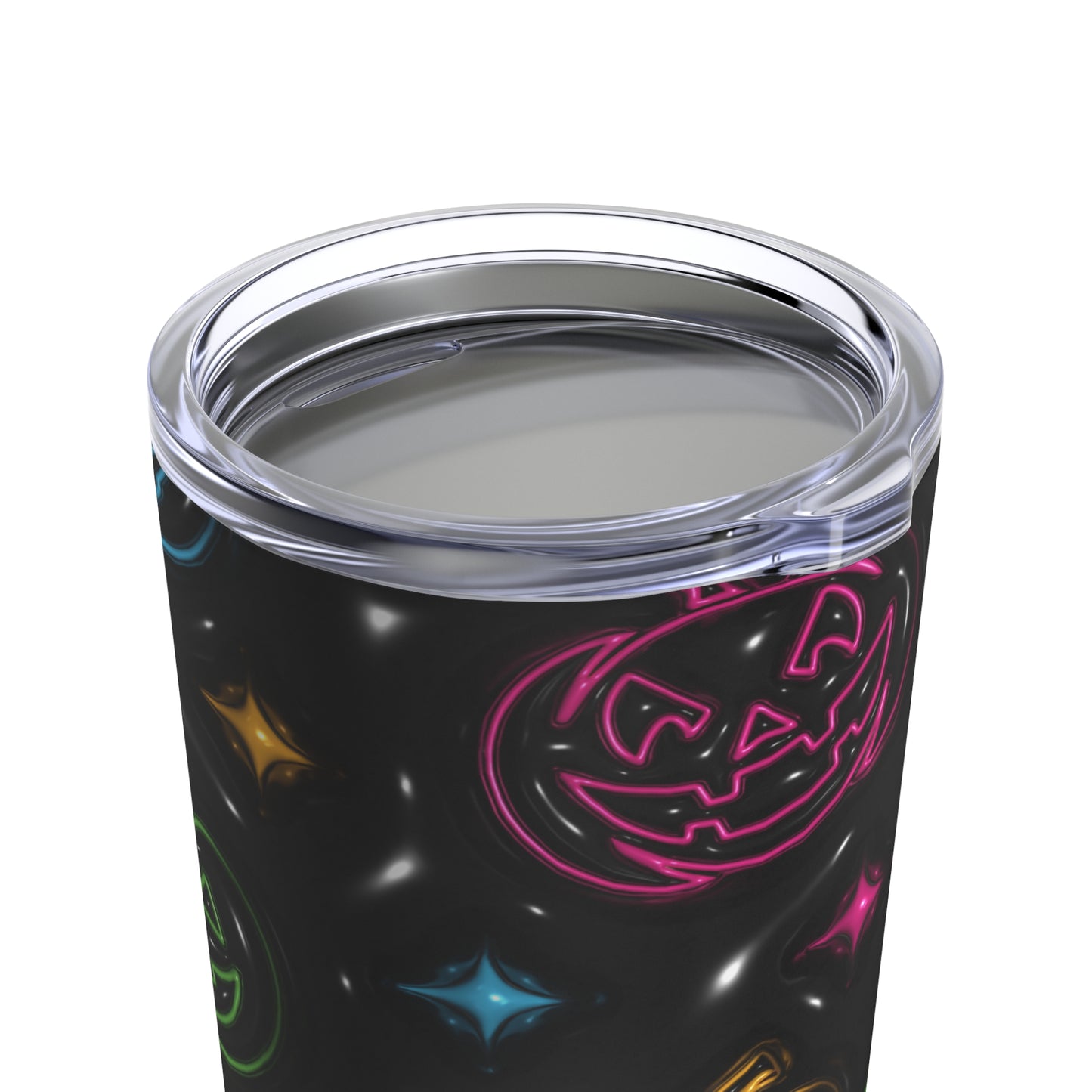 Neon Colored Blue Pink Red Pumpkins With Black Background 3-D Puffy Halloween by Mulew Art Tumbler 20oz