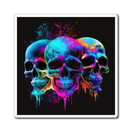Bold And Beautiful Tie Dye Skulls, Style 12 Magnets