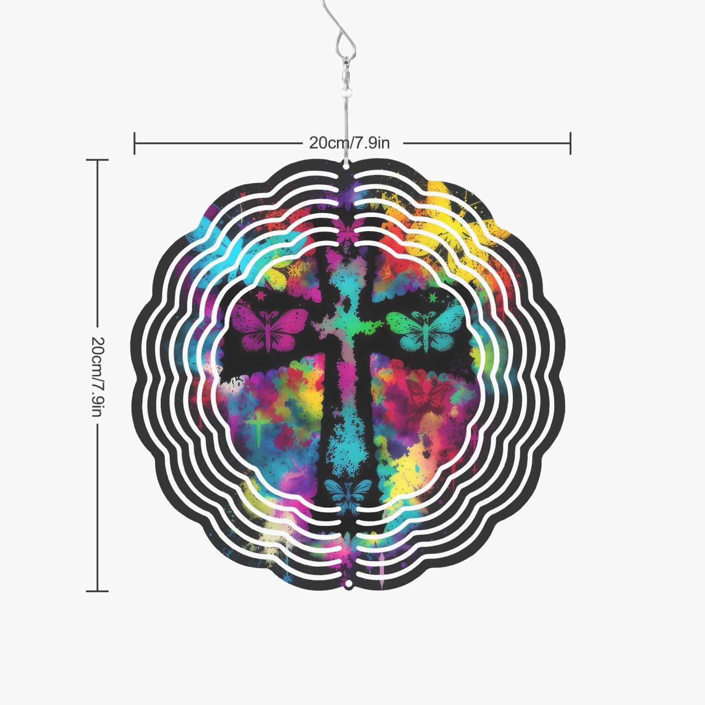 Cross Butterflies Tie Dye Wind Spinner