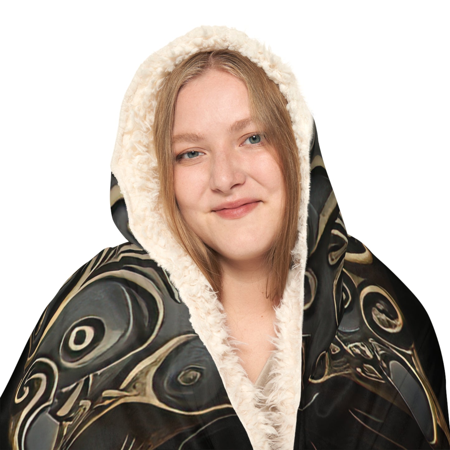 Bronze Style Metal Background Black Gun Metal Style Skull Person Snuggle Blanket