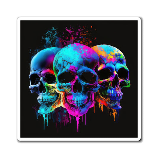 Bold And Beautiful Tie Dye Skulls, Style 12 Magnets
