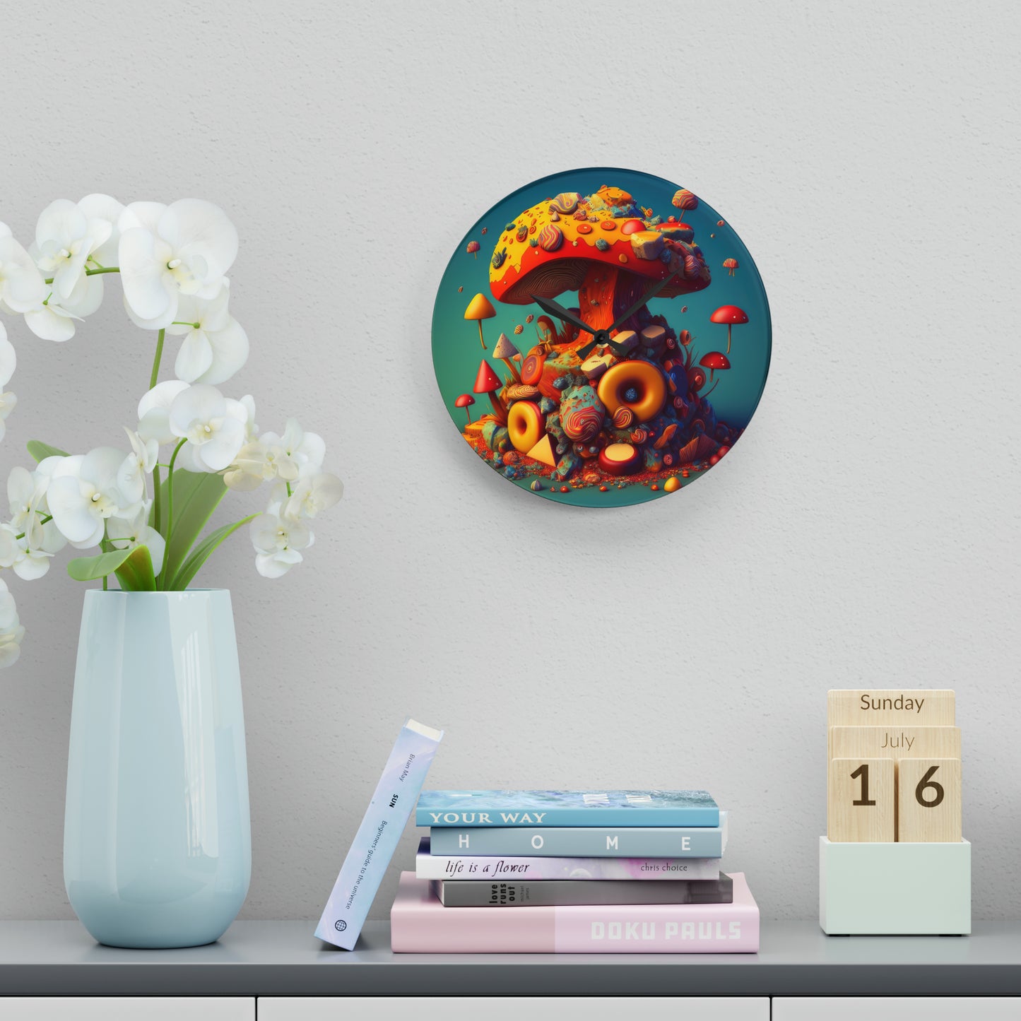 Hippie Mushroom Color Candy Style Design Style 2 Acrylic Wall Clock