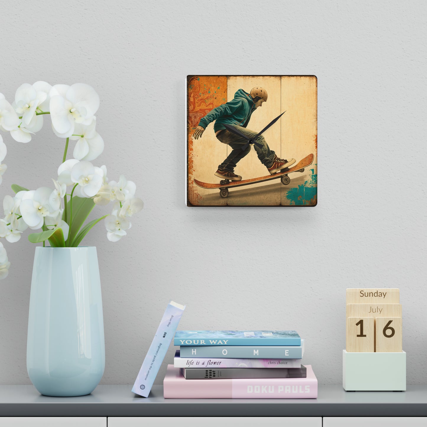 Skateboarding Anytime Style 1 Wall Clock