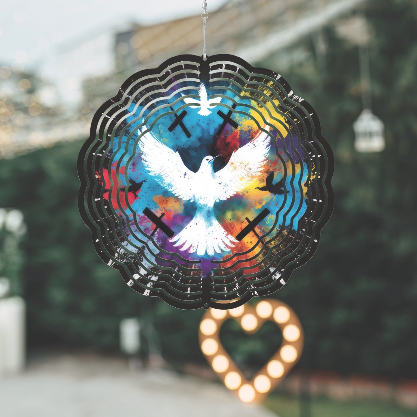 Tie Dye Dove Wind Spinner