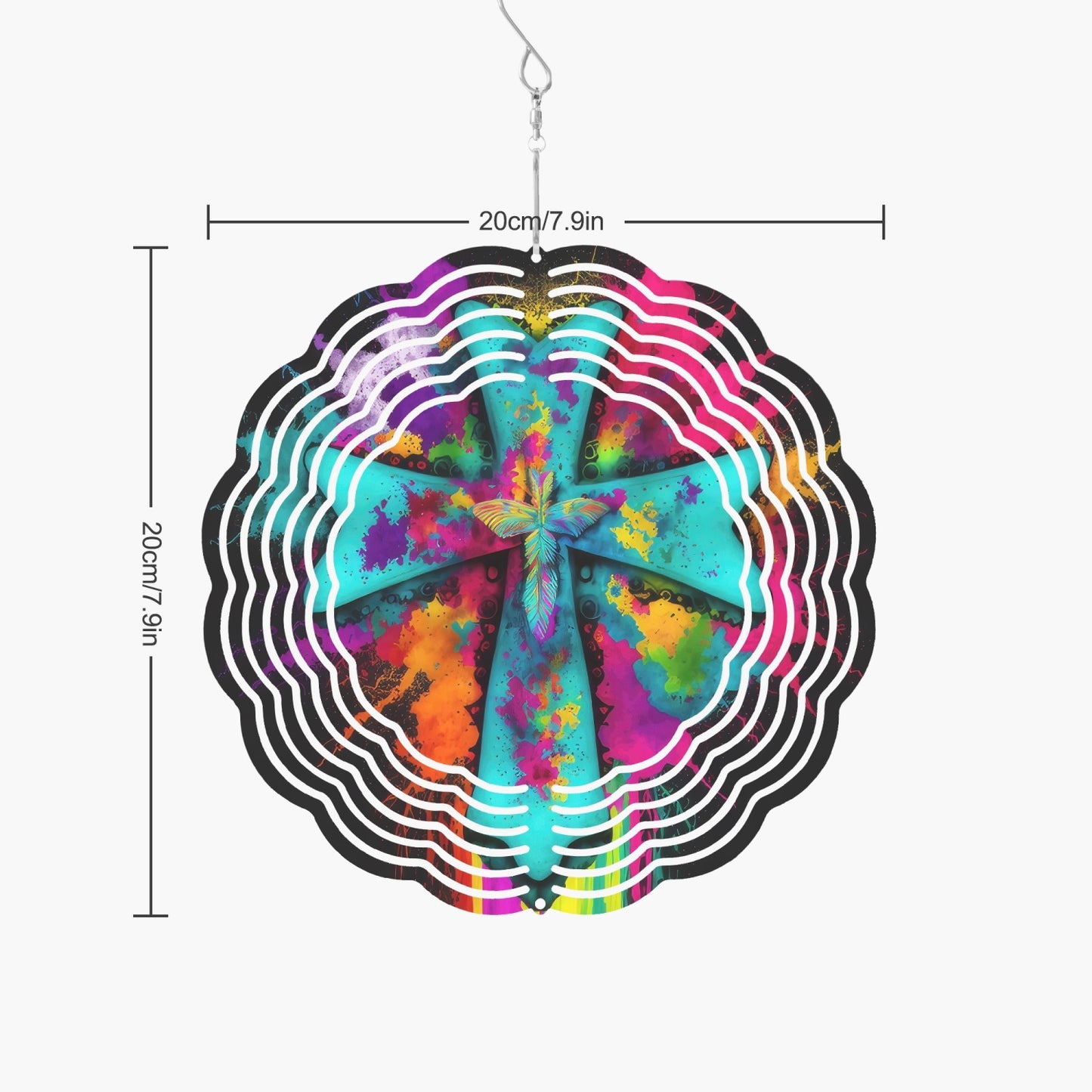 Tie Dye Blue Cross Wind Spinner