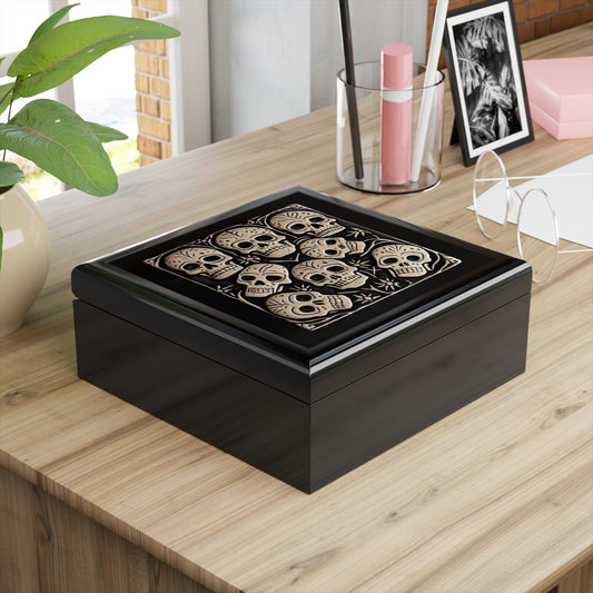 Black And Silver Gothic Skulls Jewelry Box Jewelry Box