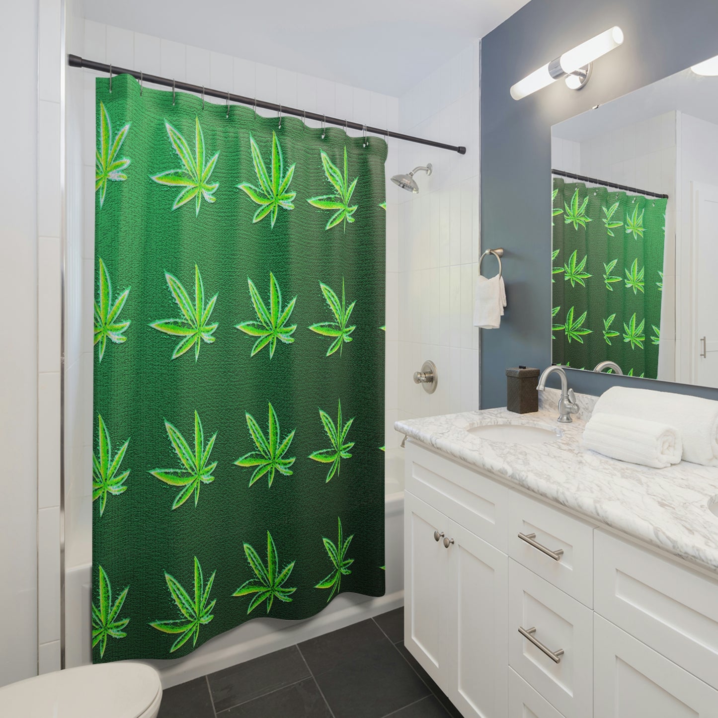 Green Marijuana Pot Weed Leaf 420 Weed Marijuana Leaf Shower Curtains