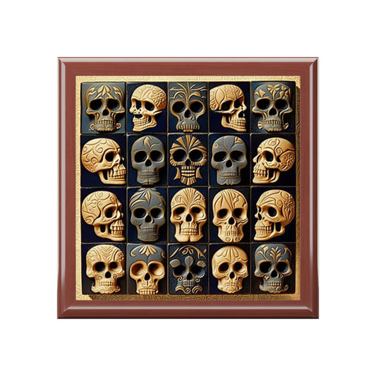 Blue And Silver Gothic Skulls Jewelry Box Jewelry Box