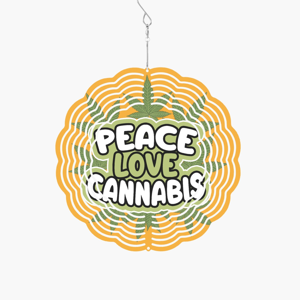 Love Peace Cannabis Yellow And Green Wind Spinner
