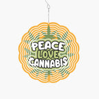 Love Peace Cannabis Yellow And Green Wind Spinner
