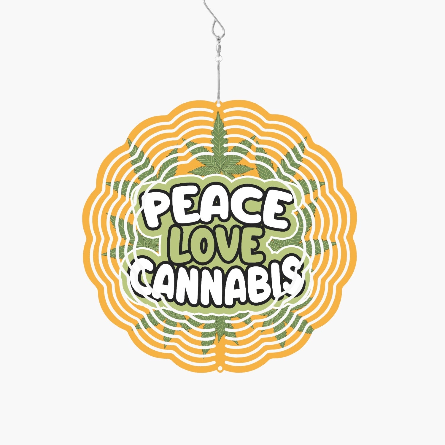 Love Peace Cannabis Yellow And Green Wind Spinner