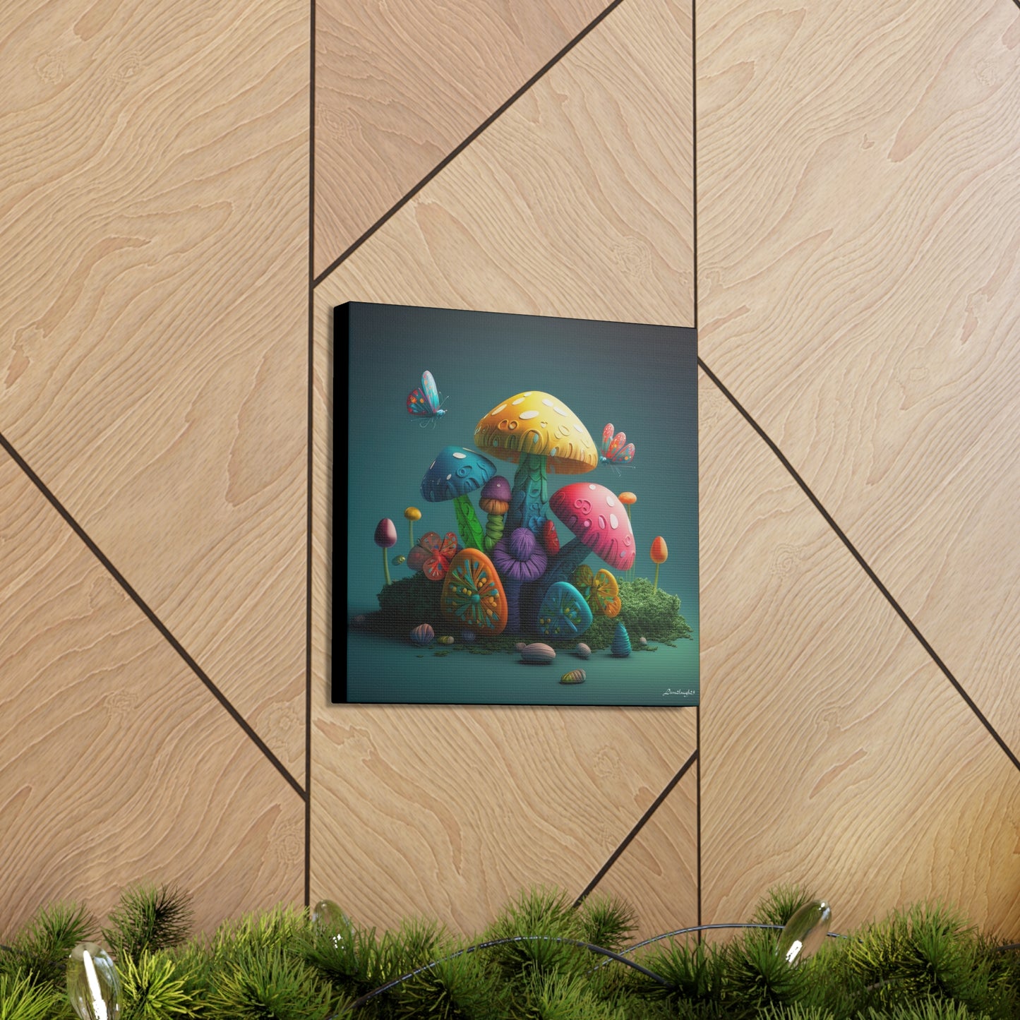 Beautiful Mushroom Luminating Colorful Bliss 4 Canvas Gallery Wraps