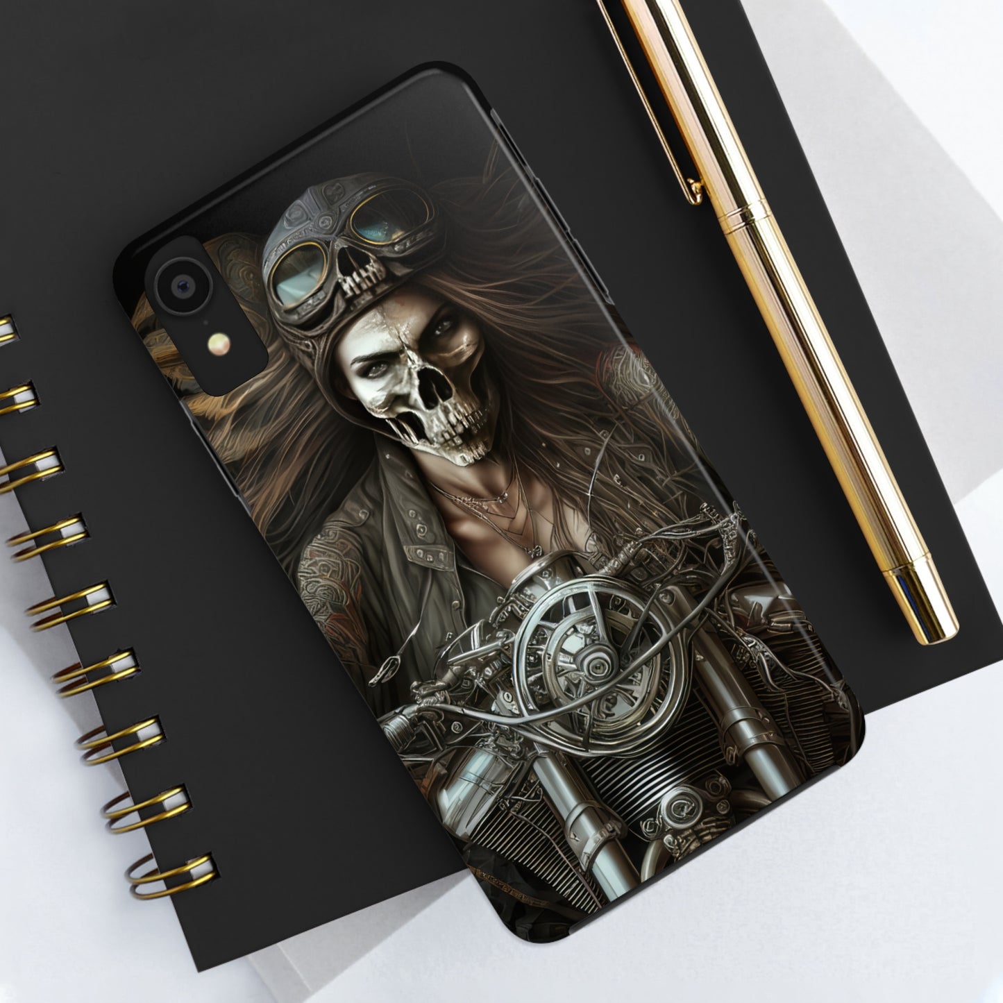 Skull Motorcycle Rider, Ready to Tear Up Road On Beautiful Bike 10 Tough Phone Cases