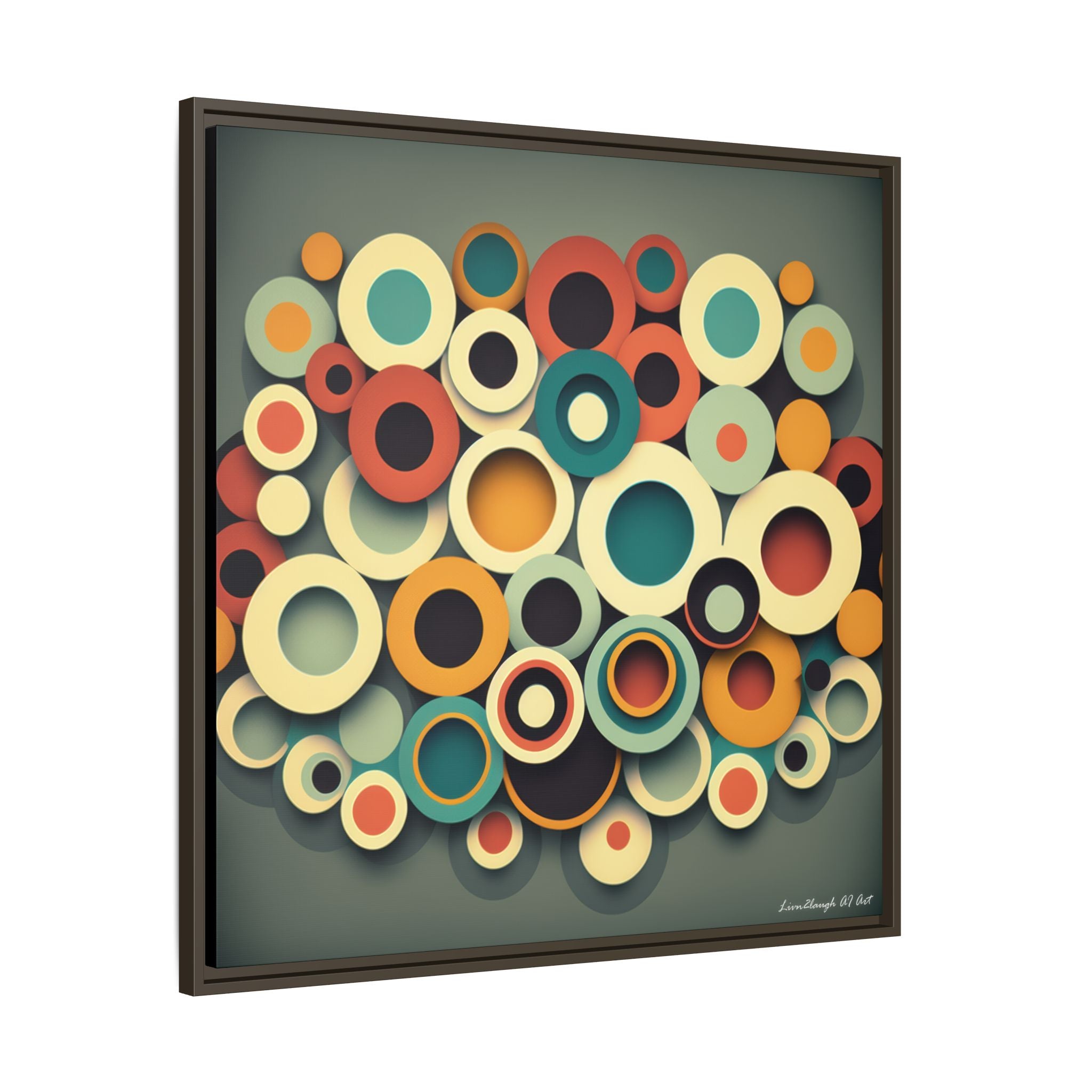 Gathered Circles, Matte Canvas, Framed (Multi-color)