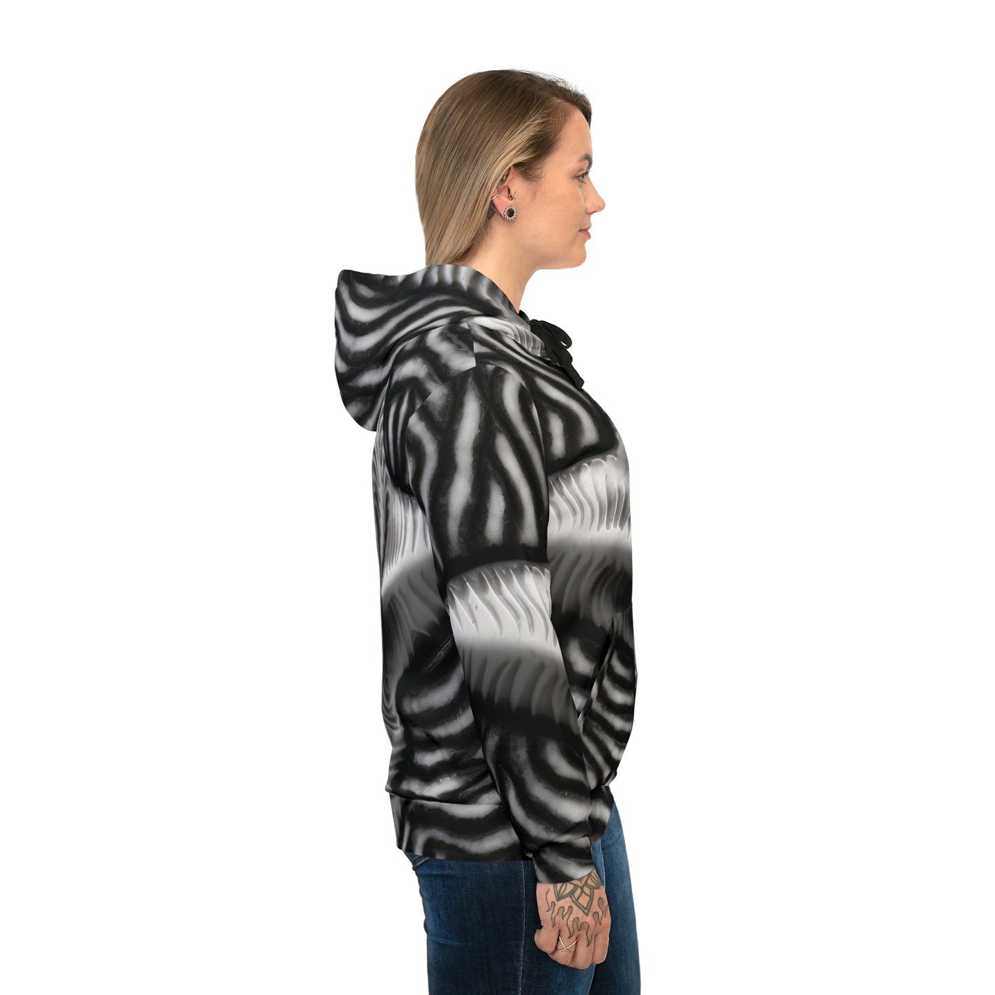 Beautiful Stars Abstract Star Style Black And White Athletic Hoodie (AOP)