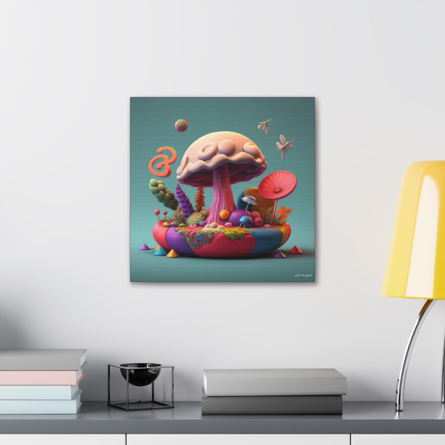 Gummy-Candy Style Mushroom Fun Bliss Cute Flowers Canvas Gallery Wraps