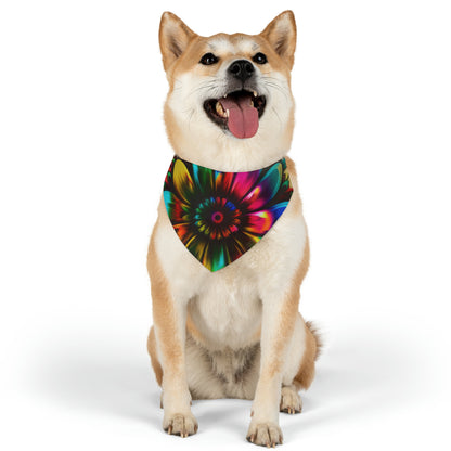 Tie Dye Color Flower Pet Bandana Collar