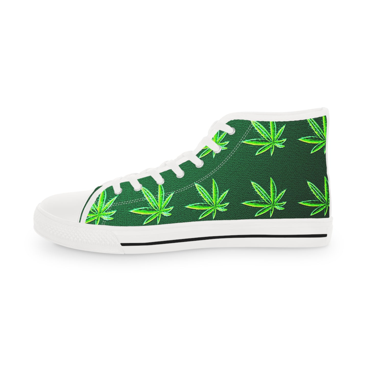 Classic Green Marijuana Leaves Men's High Top Sneakers