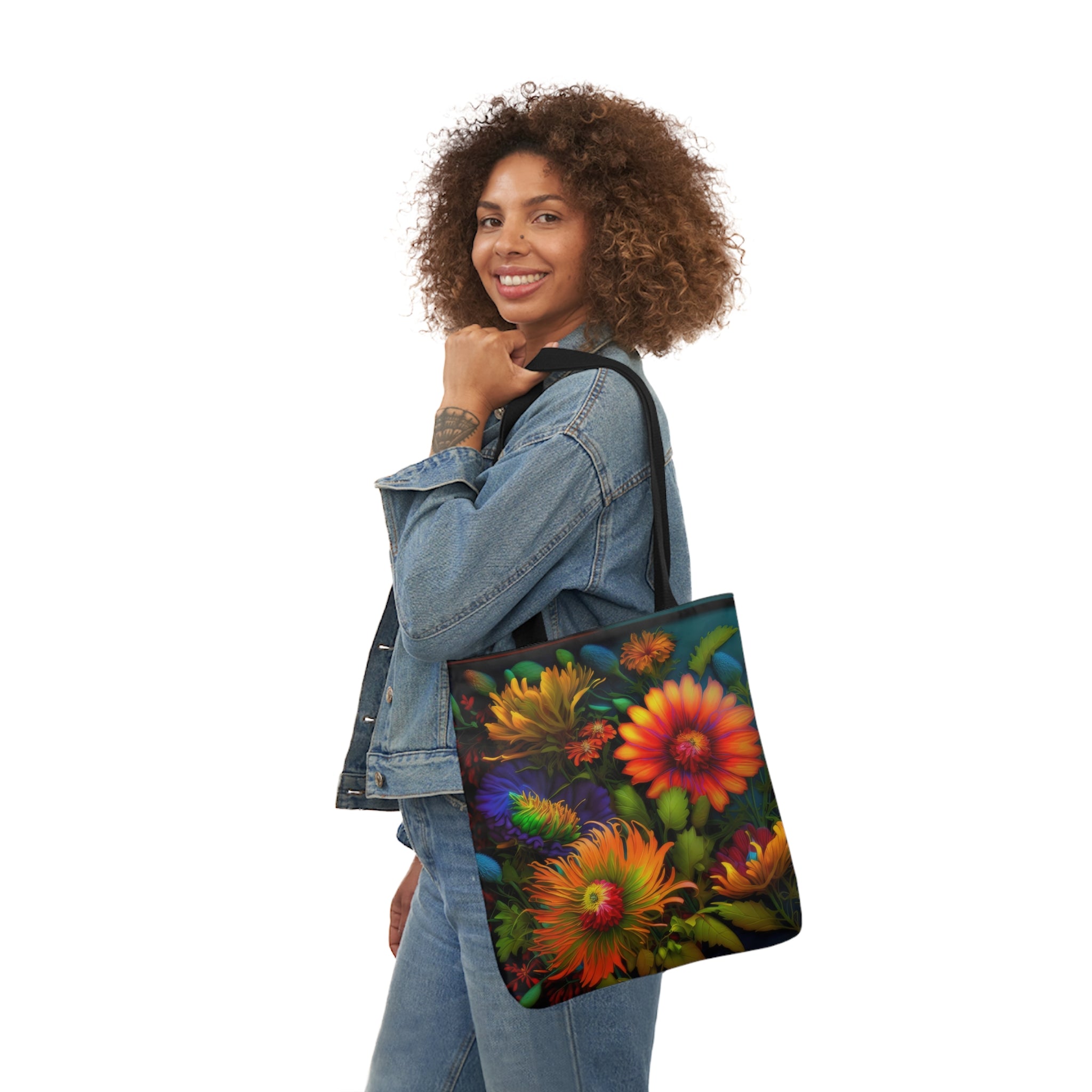 Bold And Beautiful Flowers Style One Polyester Canvas Tote Bag (AOP)