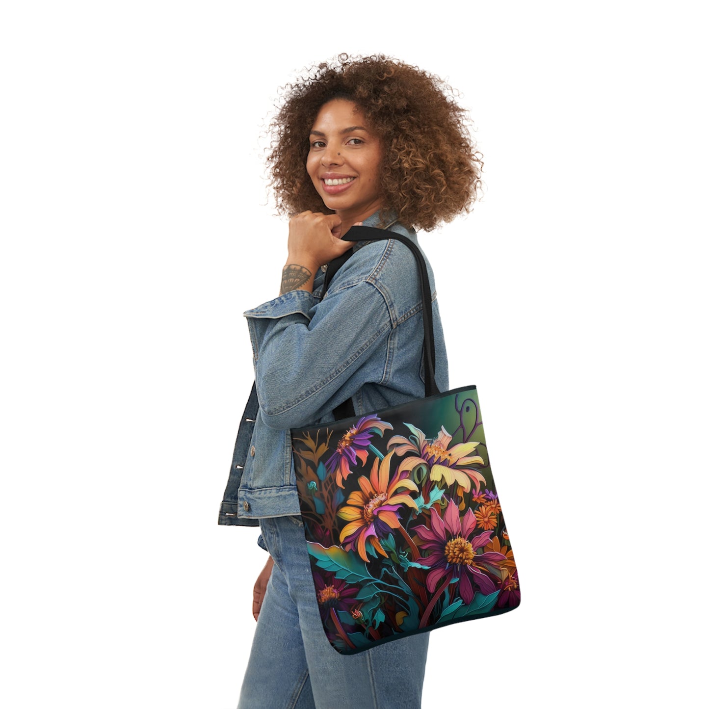 Bold And Beautiful Flowers Style Three Polyester Canvas Tote Bag (AOP)