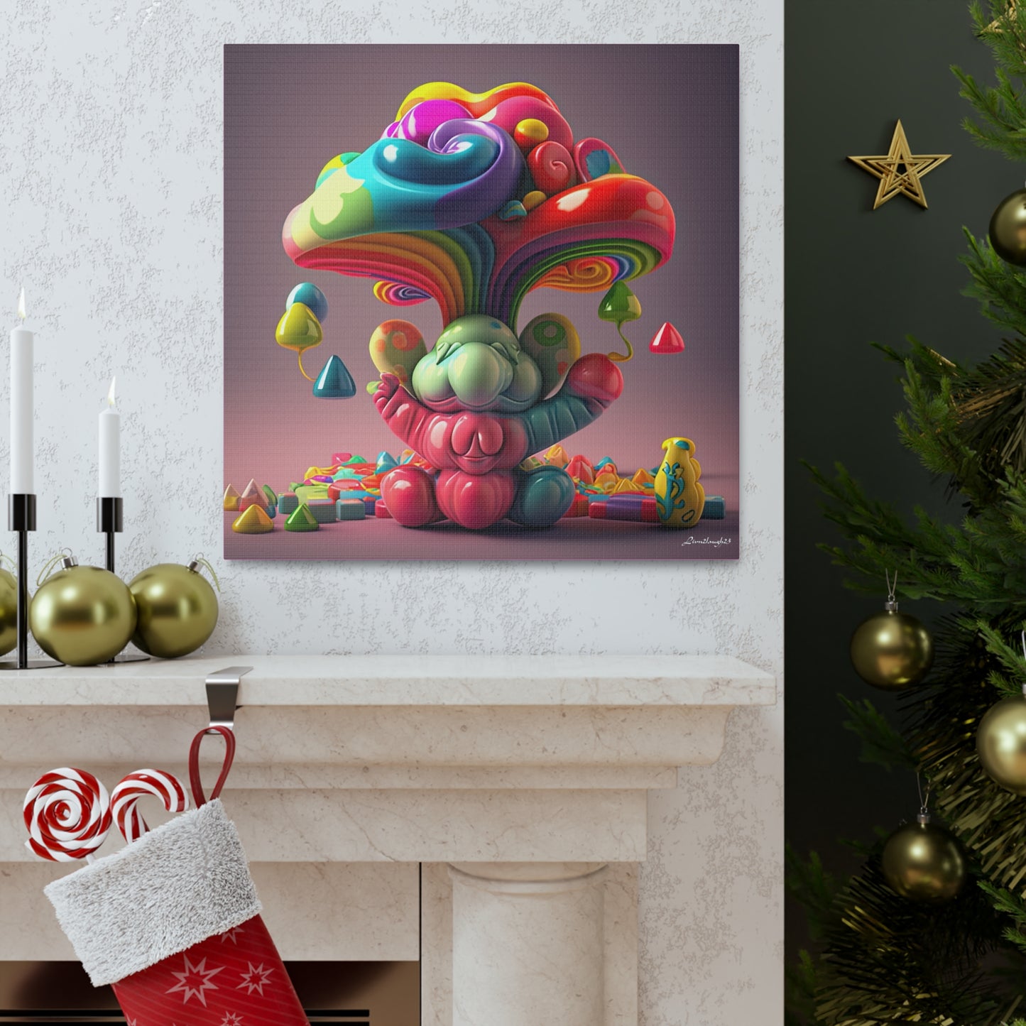 Gummy-Candy Style Mushroom Fun Bliss Cute Animal Canvas Gallery Wraps