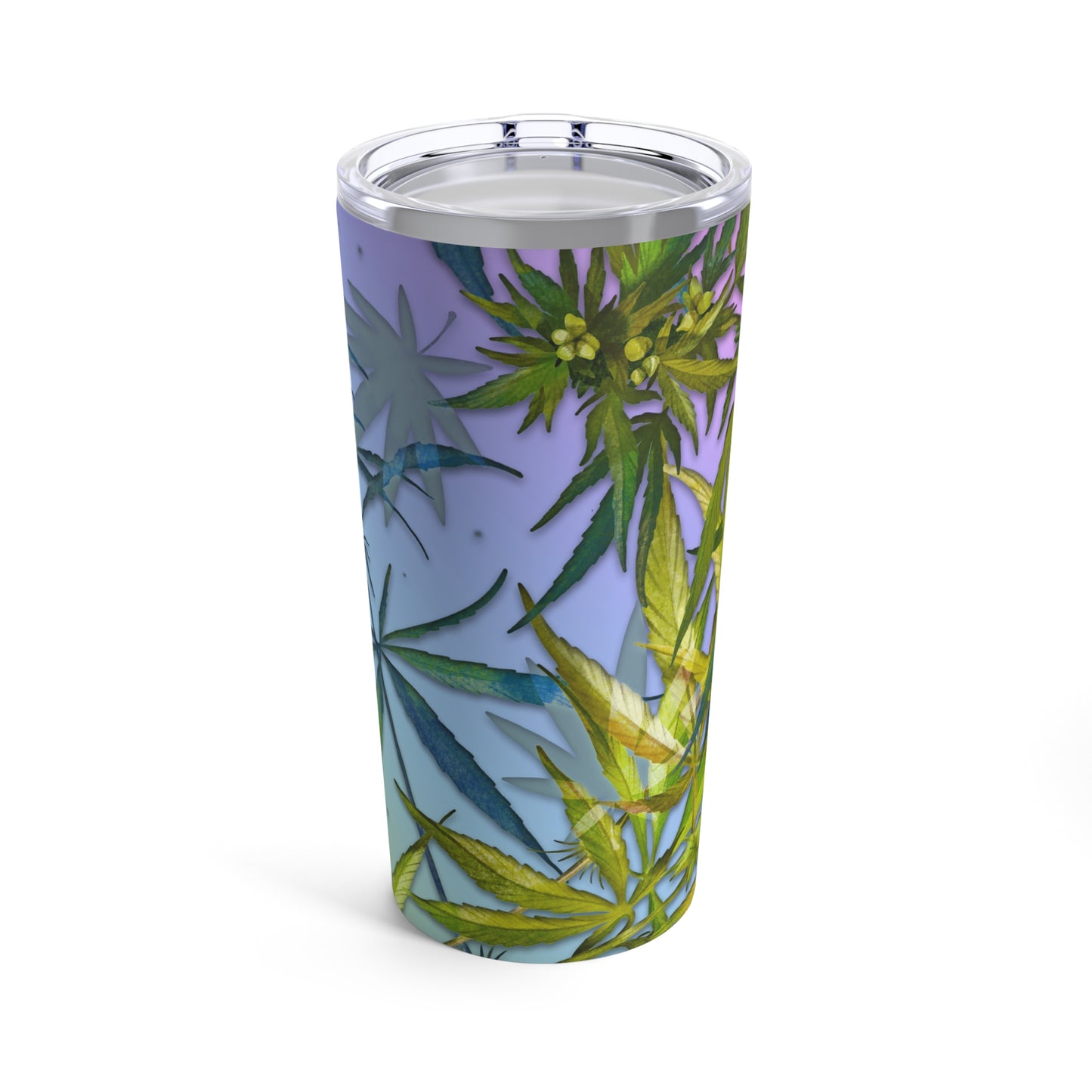 Blue Green Marijuana Elegantly Designed 420 Weed Tumbler 20oz