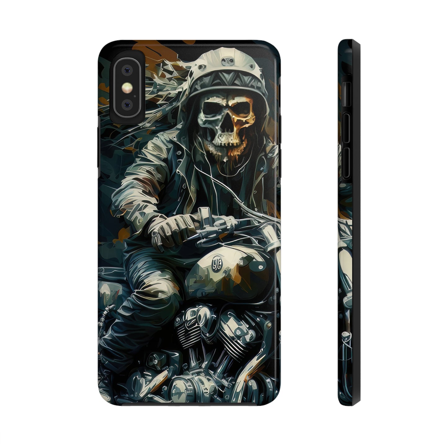 Skull Motorcycle Rider, Ready to Tear Up Road On Beautiful Bike Tough Phone Cases