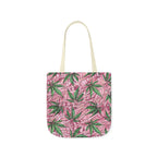 Beautifully Pink And Green Gorgeous Designed Marijuana 420 Weed Leaf Polyester Canvas Tote Bag (AOP)
