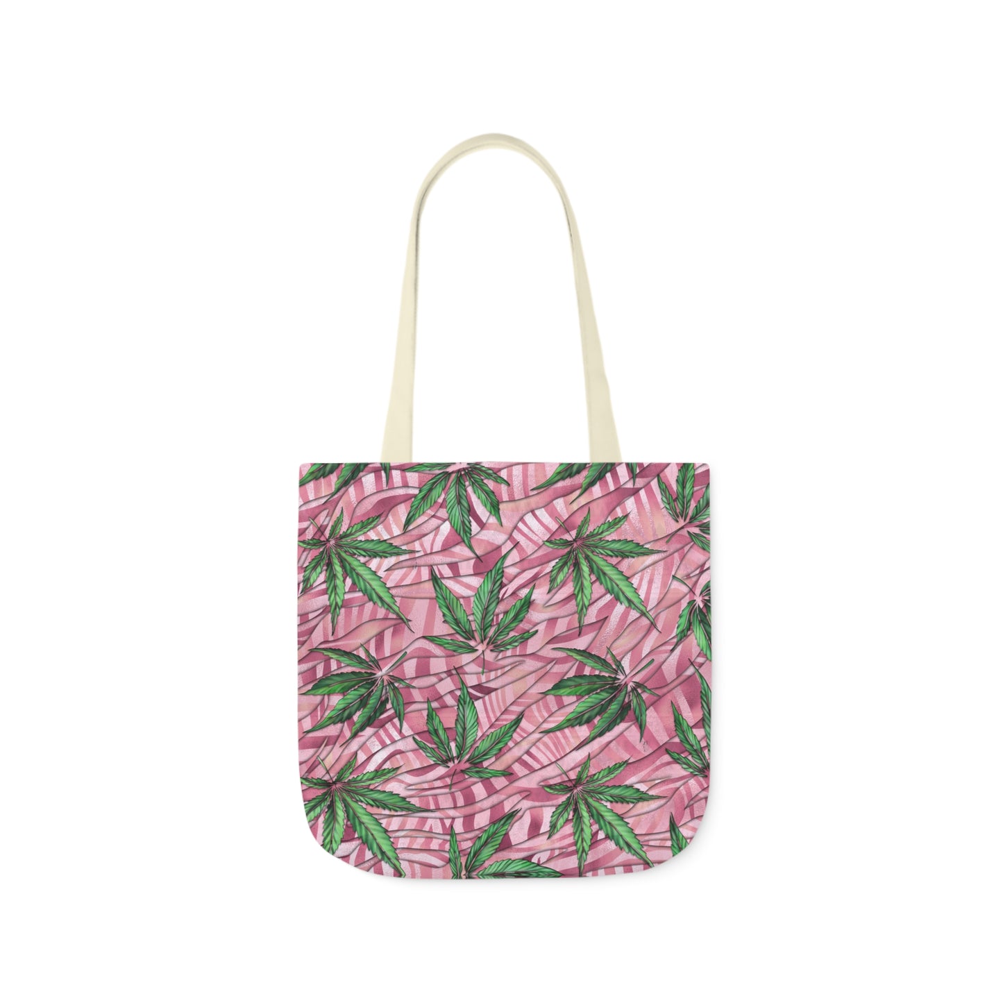 Beautifully Pink And Green Gorgeous Designed Marijuana 420 Weed Leaf Polyester Canvas Tote Bag (AOP)