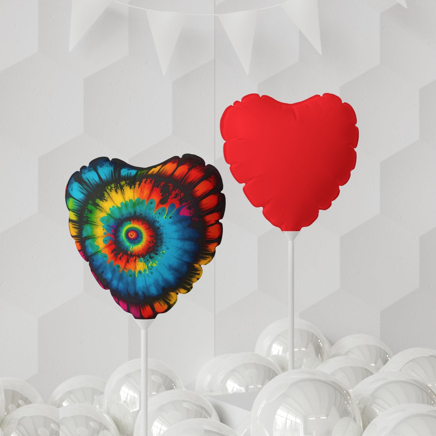 Bold And Beautiful Tie Dye Style 4 Red Back Balloon (Round and Heart-shaped), 11"