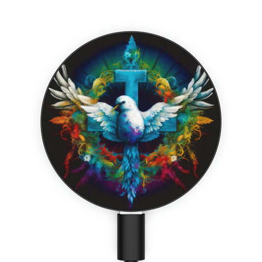 Bold And Beautiful Tie Dye Dove And Cross Style 2 Magnetic Induction Charger