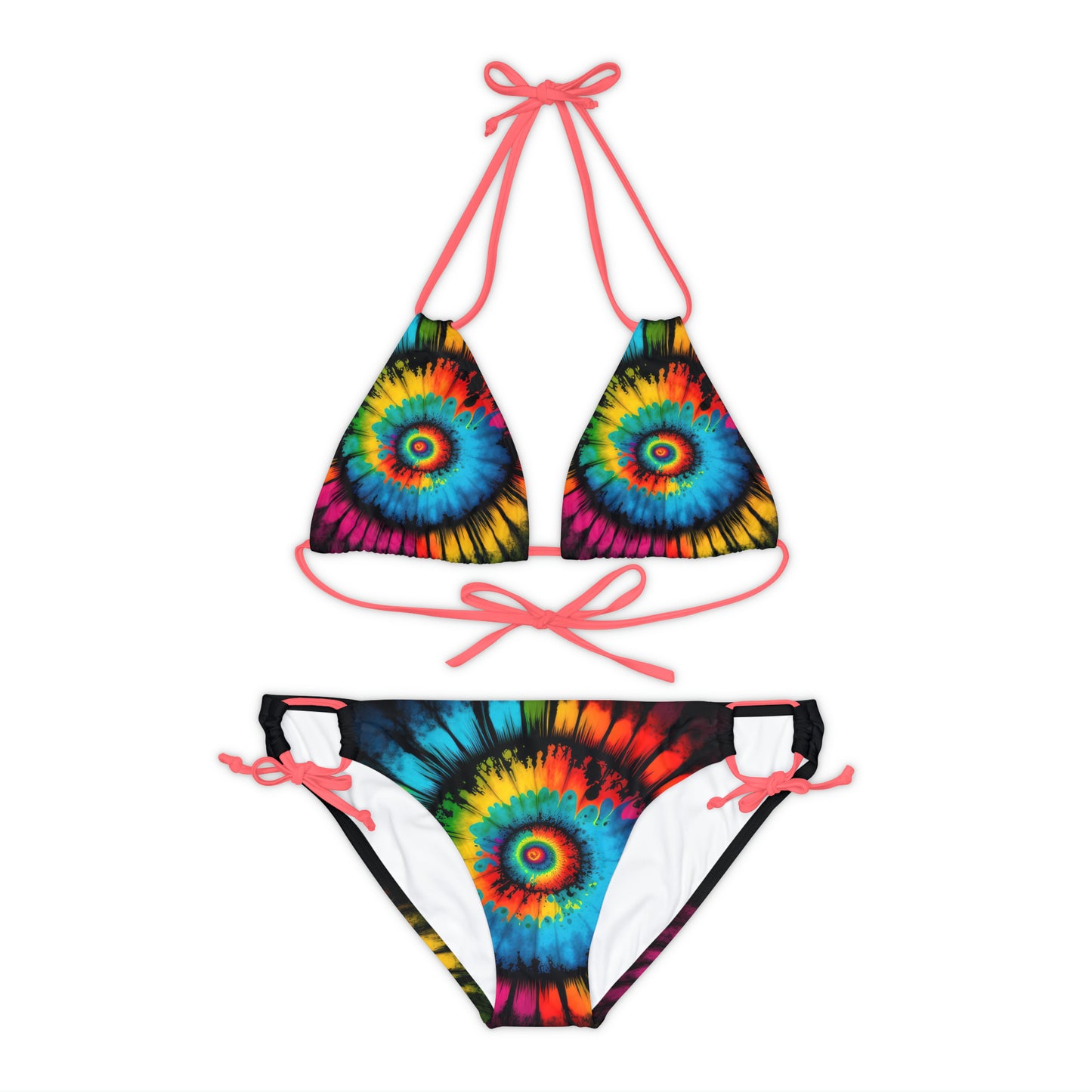 Bold And Beautiful Tie Dye Style Four Strappy Bikini Set (AOP)