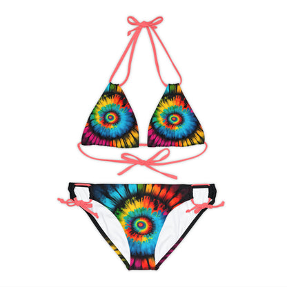 Bold And Beautiful Tie Dye Style Four Strappy Bikini Set (AOP)