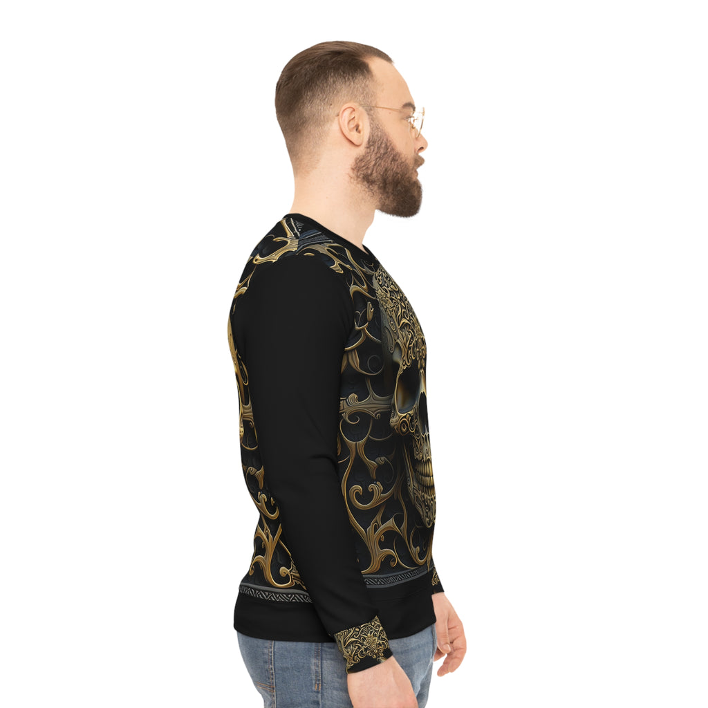 Metallic Chrome Skull and classic Designed Background Style 4 Lightweight Sweatshirt (AOP)