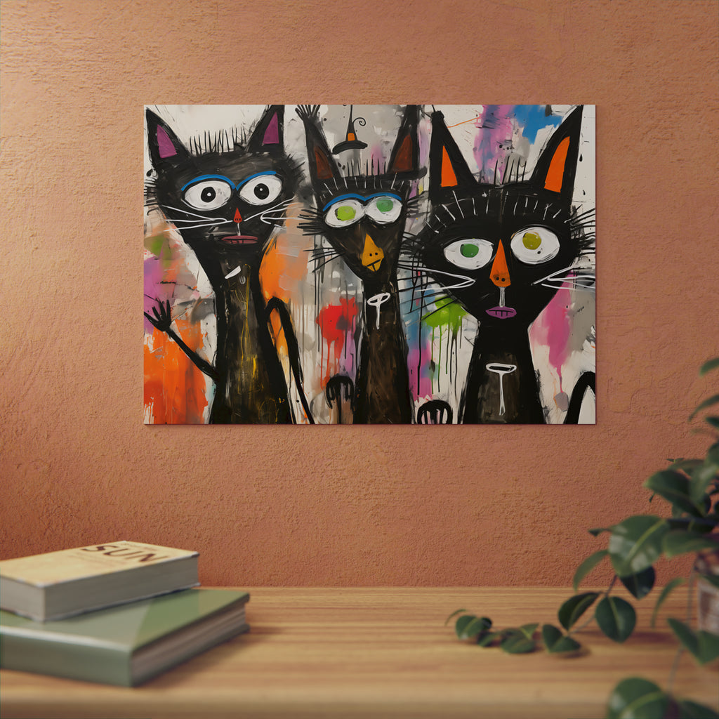 Doodle Abstract Black Cat By DaFlowerChild Aluminum Composite Panels