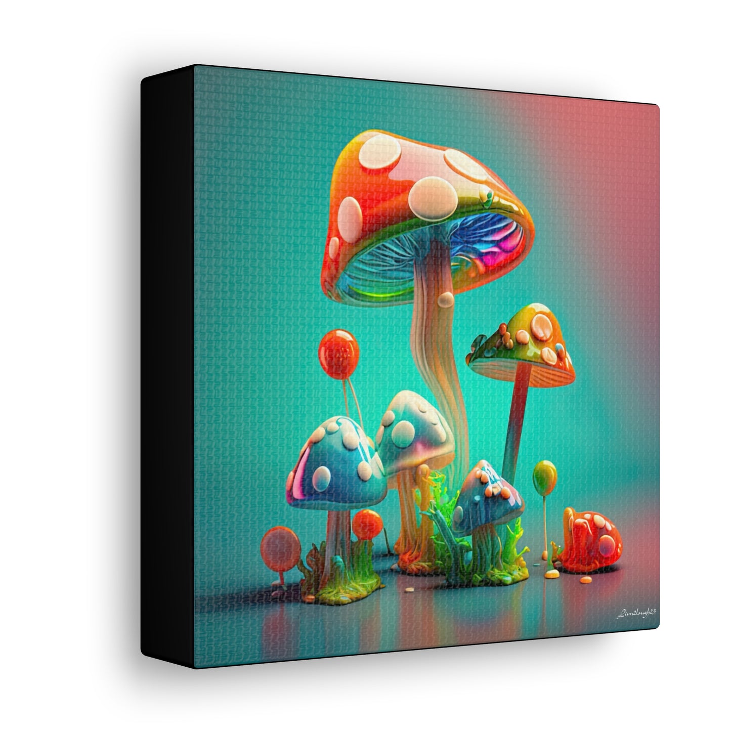 Beautiful Mushroom Luminating Colorful Bliss 3 Canvas Gallery Wraps