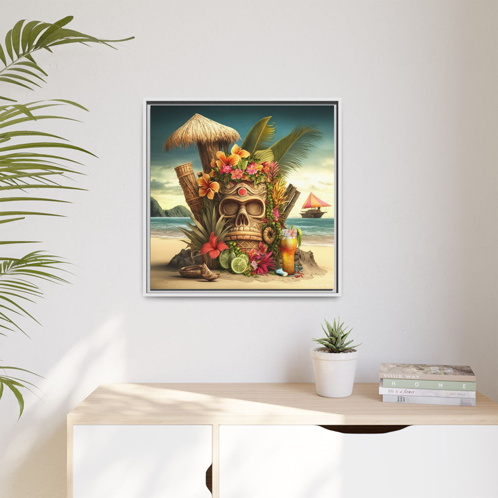 Tiki Dreams by the Shore, Art Print — Colorful Modern Wall Canvas