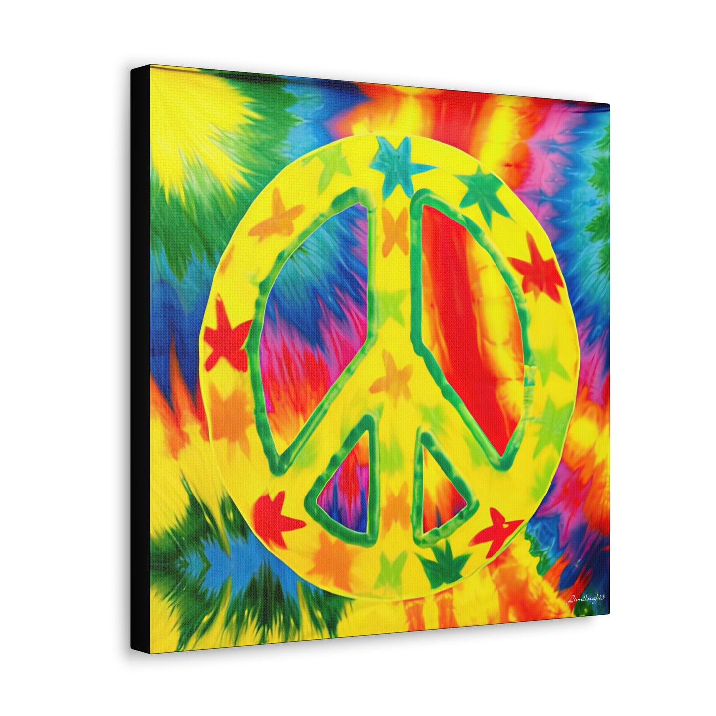 Coolio Tie Dye Hippie Peace Sign And Stars 8 Canvas Gallery Wraps