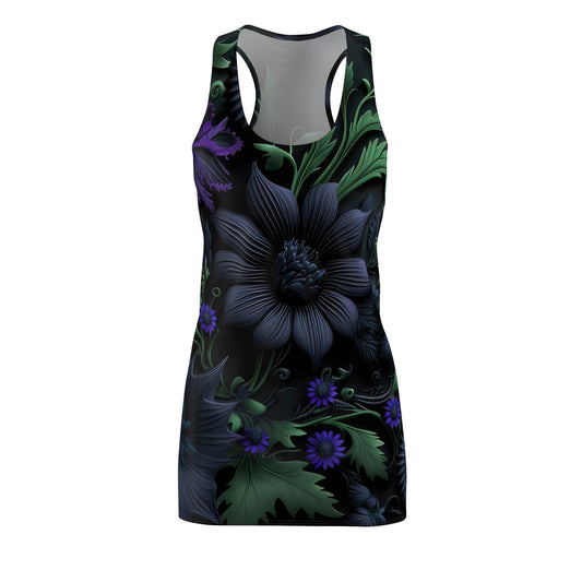 Gothic Bold & Beautiful flower floral Style 1 Women's Cut & Sew Racerback Dress (AOP)