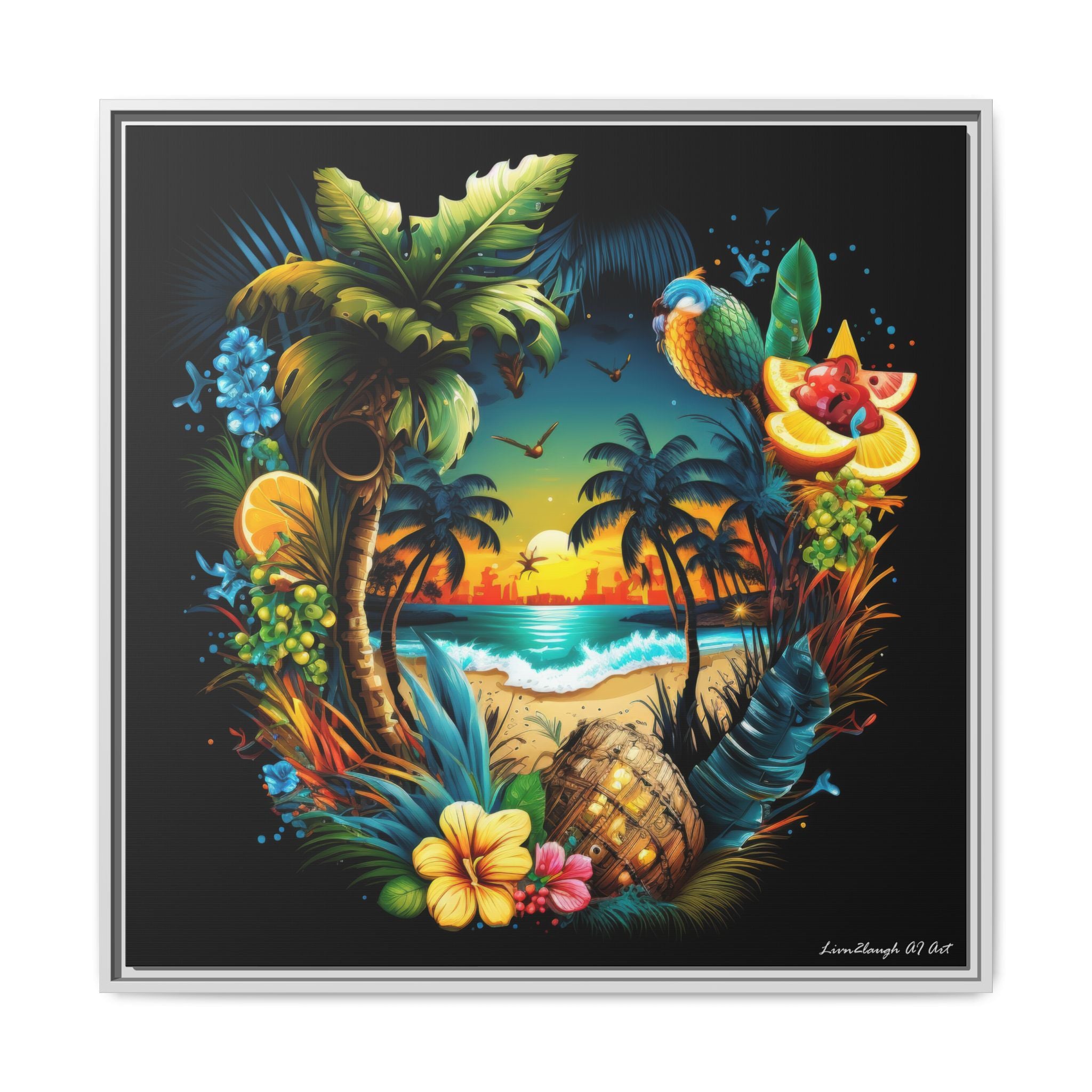Island Rhythm at Dusk, Art Print — Colorful Modern Wall Canvas