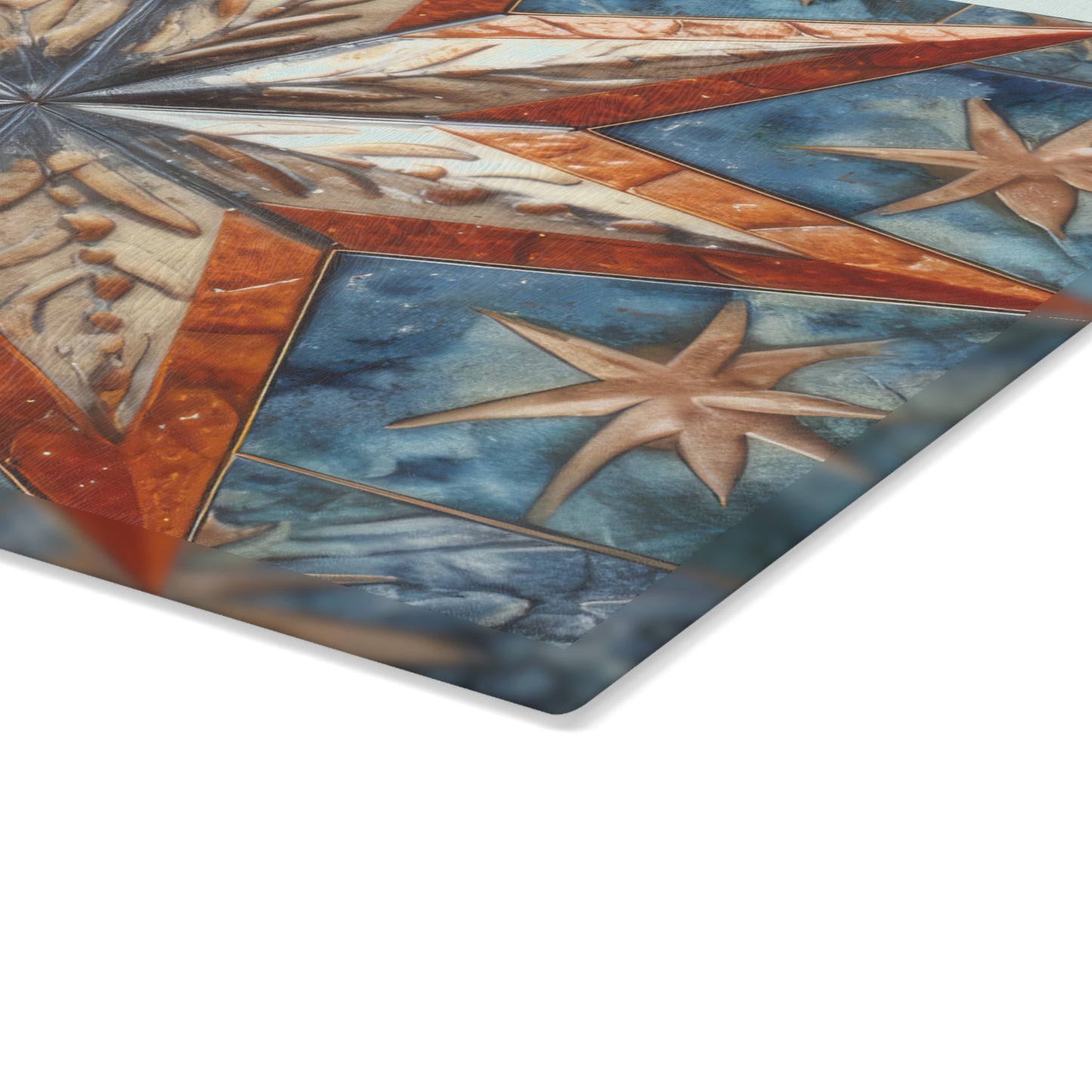 Beautiful Stars Abstract Star Style Orange, White And Blue Glass Cutting Board