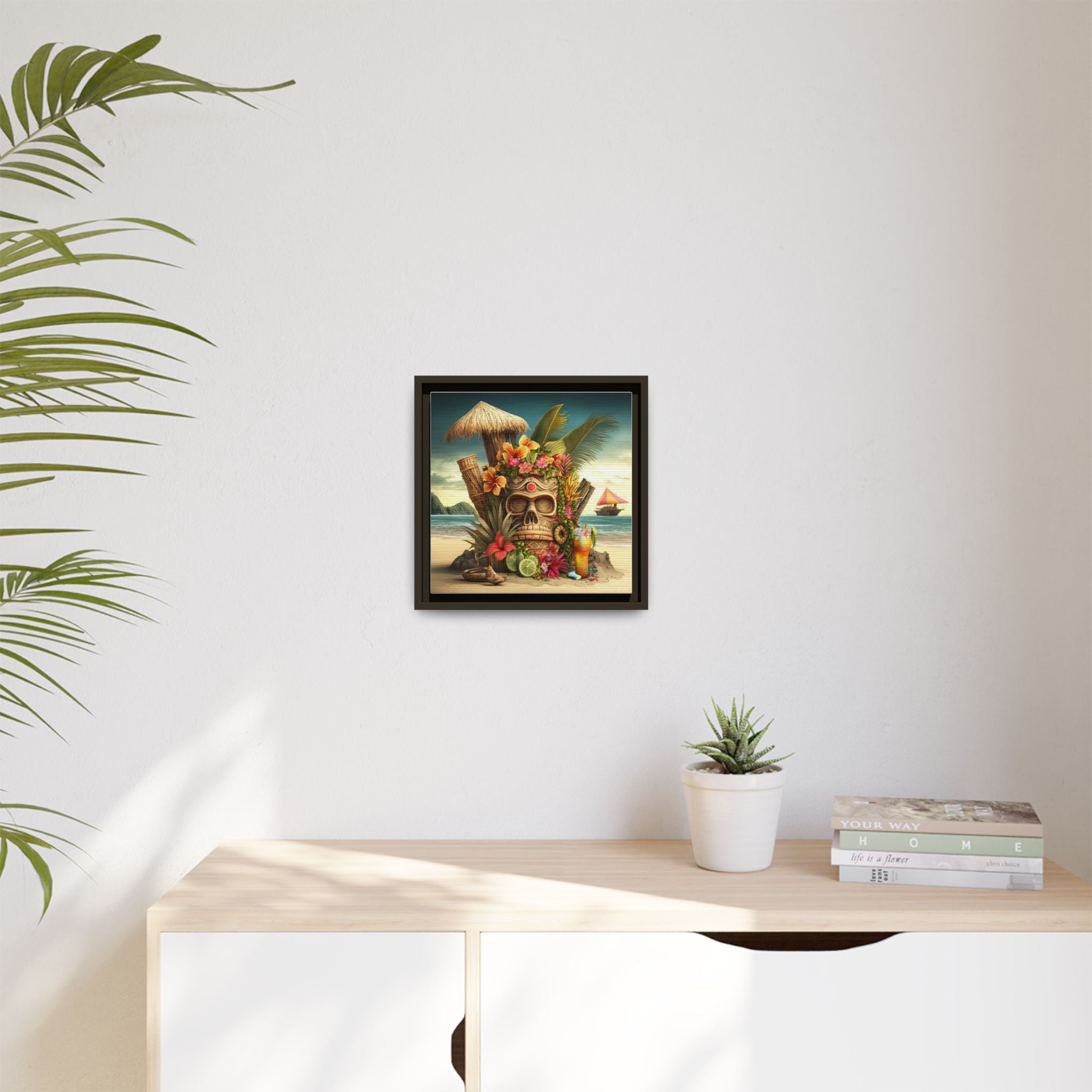 Tiki Dreams by the Shore, Art Print — Colorful Modern Wall Canvas